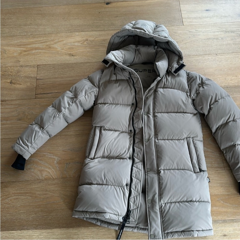 Aritzia The super puff mid coat (2XS) modern taupe